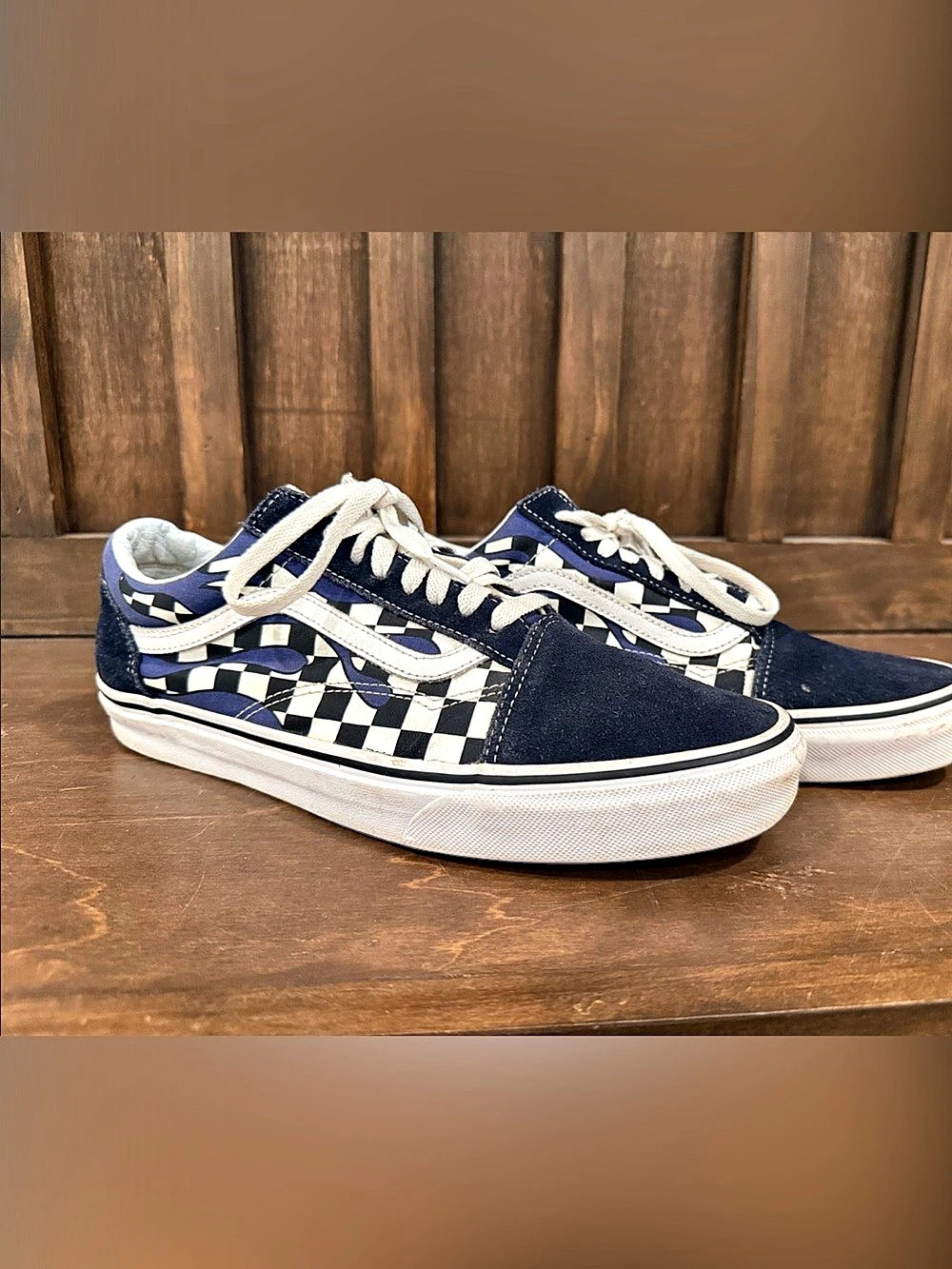 Vans Checkered Sneakers Blue & White US 10.5 Men's/Women’s 12